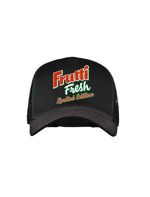 Șapcă neagră, cu un logo colorat „Frutti Fresh”, ediție limitată