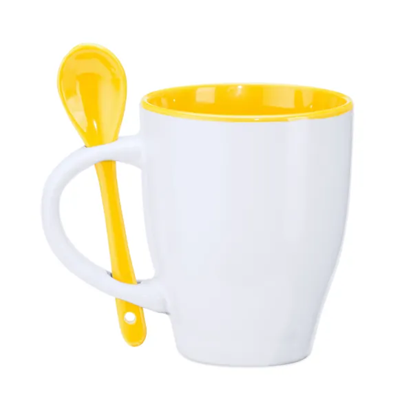 Cană ceramică Akebia — culoarea Alb / Galben, imagine produs