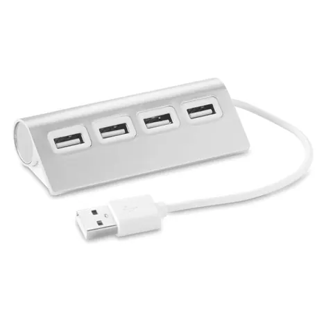 Hub USB ALUHUB — culoarea Argint mat, față