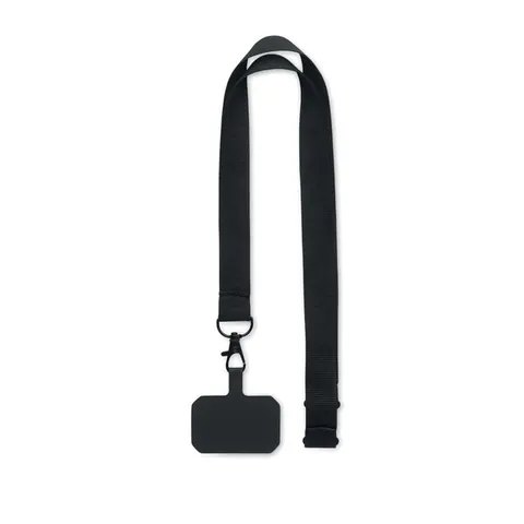 Lanyard suport de telefon AMESTE — culoarea Negru, față