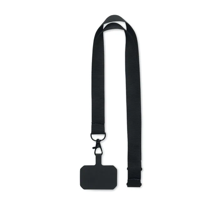 Lanyard suport de telefon AMESTE — culoarea Negru, față