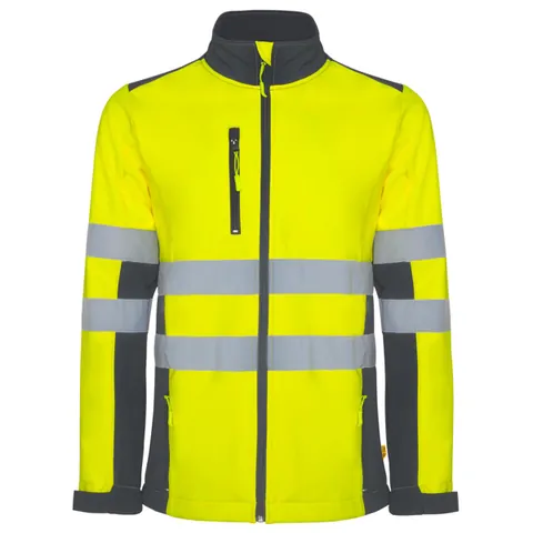 Jachetă softshell reflectorizantă bărbați Antares — culoarea Plumb / Galben fluor, imagine produs