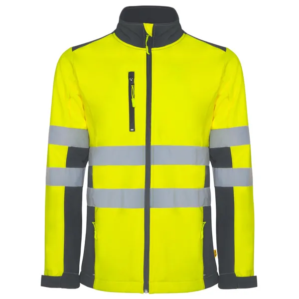 Jachetă softshell reflectorizantă bărbați Antares — culoarea Plumb / Galben fluor, imagine produs