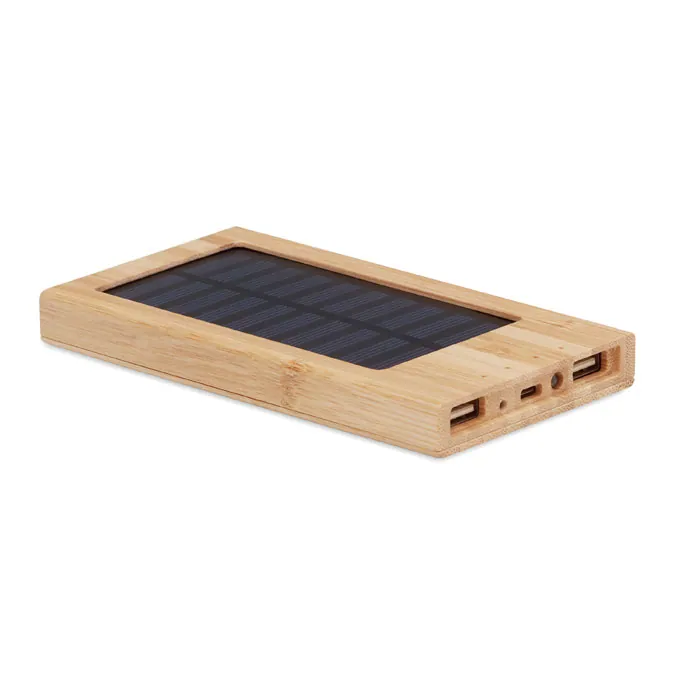 Baterie externă solară ARENA SOLAR — culoarea Lemn, față