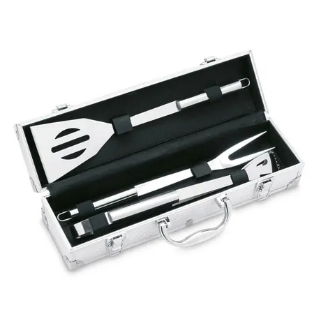 Cutie cu accesorii de grătar ASADOR — culoarea Argintiu, față