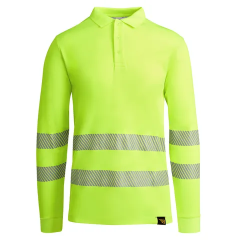 Tricou polo reflectorizant cu mânecă lungă bărbați Atrio Ls — culoarea Galben fluor, imagine produs