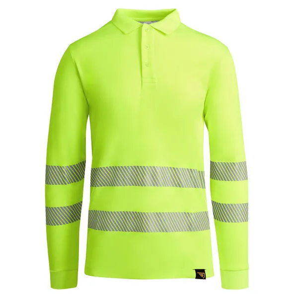 Tricou polo reflectorizant cu mânecă lungă bărbați Atrio Ls — culoarea Galben fluor, imagine produs