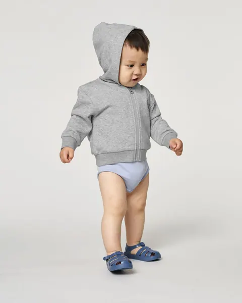 Hanorac bebeluși Baby Connector Stanley/Stella — culoarea Gri melanj, purtat de model, față