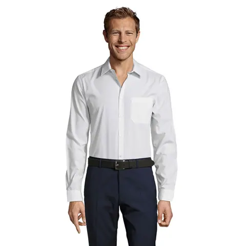 Cămașă bărbați BALTIMORE FIT — culoarea Alb, față