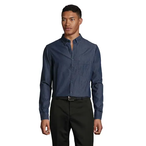 Cămașă bărbați BARRY — culoarea Denim brut, față