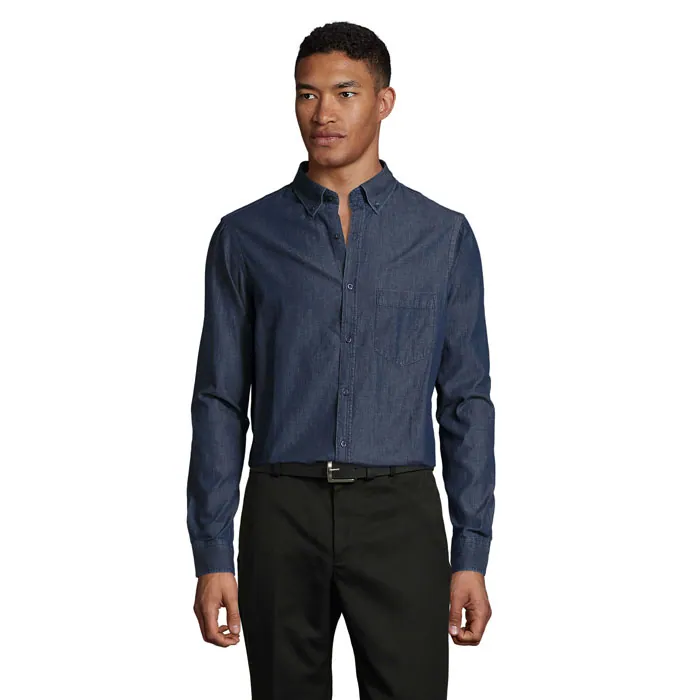 Cămașă bărbați BARRY — culoarea Denim brut, față