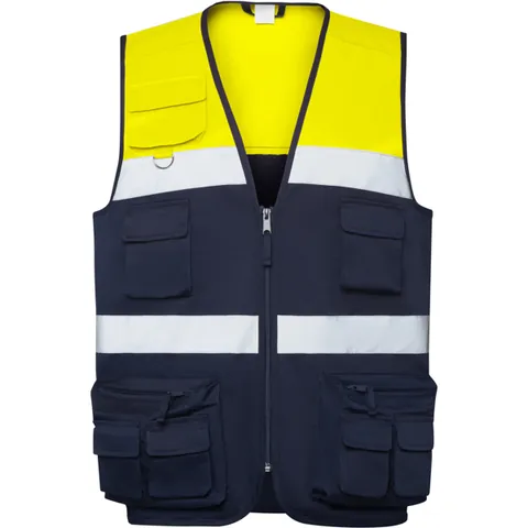 Vestă reflectorizantă unisex Beta — culoarea Bleumarin / Galben fluor, imagine produs
