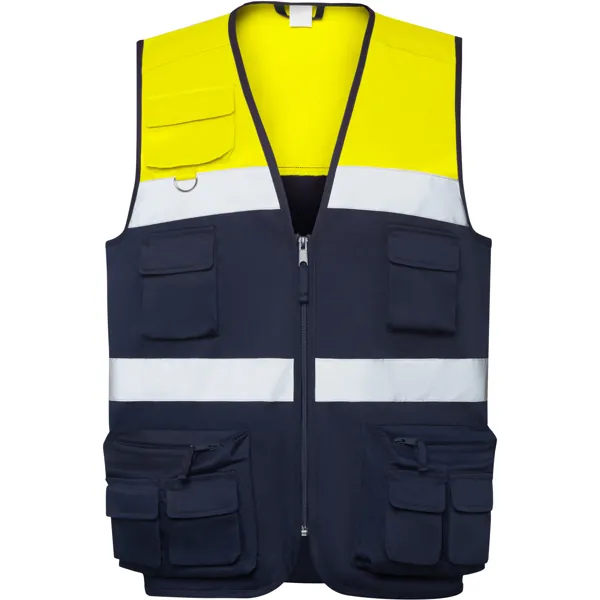 Vestă reflectorizantă unisex Beta — culoarea Bleumarin / Galben fluor, imagine produs