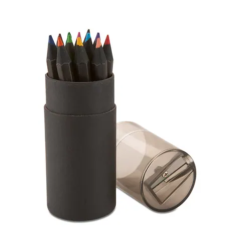 Set de creioane colorate BLOCKY — culoarea Negru, față
