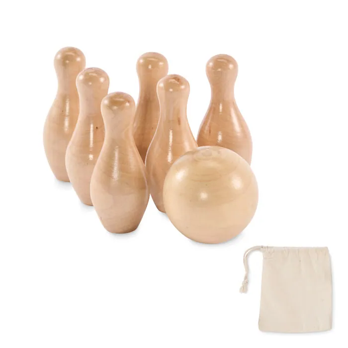 Mini set de bowling BOLITO — culoarea Lemn, față