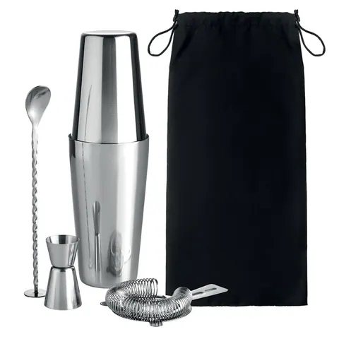 Set de cocktail BOSTON — culoarea Argint strălucitor, față
