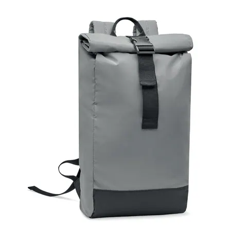 Rucsac BRIGHT ROLLPACK — culoarea Argint mat, față