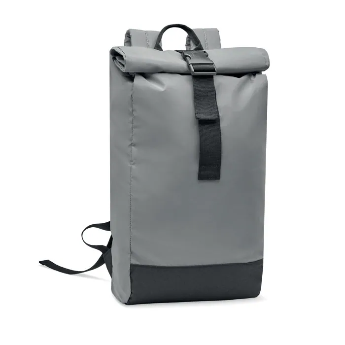 Rucsac BRIGHT ROLLPACK — culoarea Argint mat, față