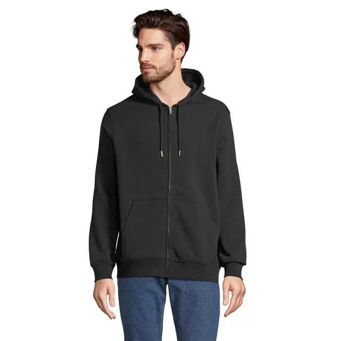 Hanorac cu fermoar unisex CALIPSO — culoarea Negru, față