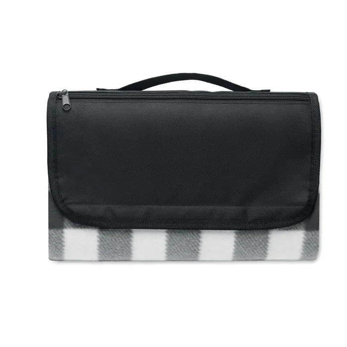 Pătură fleece RPET CALY — culoarea Negru, față