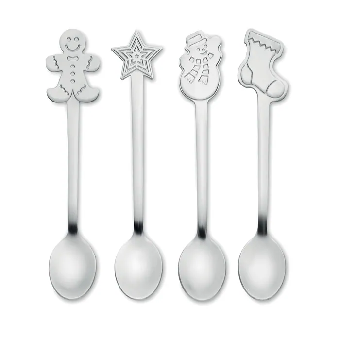 Linguri de ceai de Crăciun CHIP SET — culoarea Argint mat, față