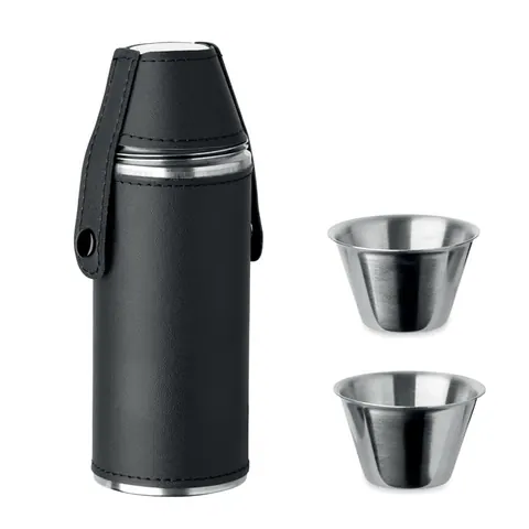 Butelcă cu pahare de shot COCOON — culoarea Negru, față