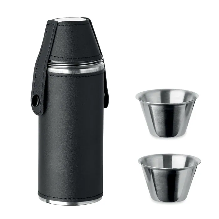 Butelcă cu pahare de shot COCOON — culoarea Negru, față