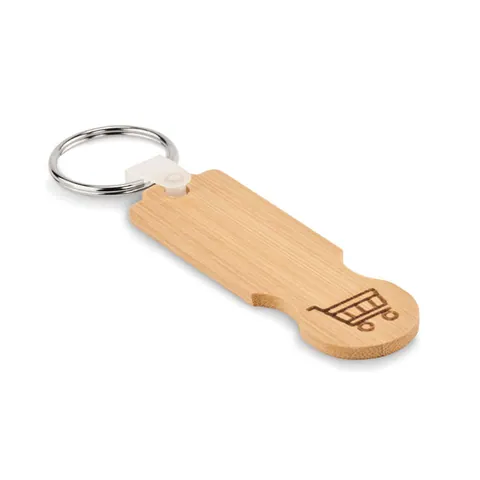 Breloc cu jeton COMPRAS — culoarea Lemn, față