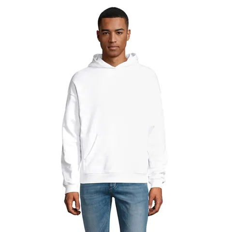 Hanorac cu glugă unisex CONNOR — culoarea Alb, față