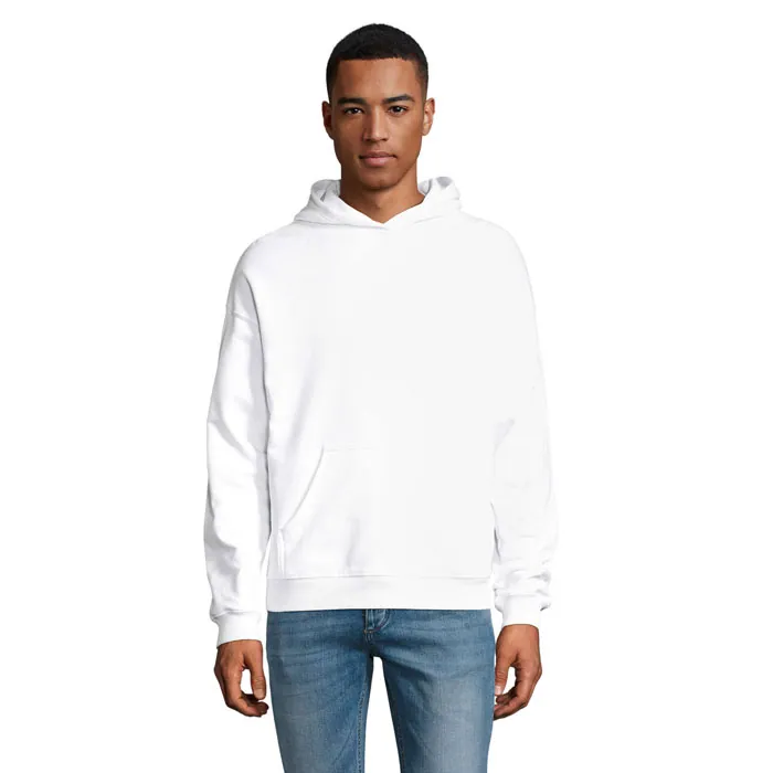 Hanorac cu glugă unisex CONNOR — culoarea Alb, față