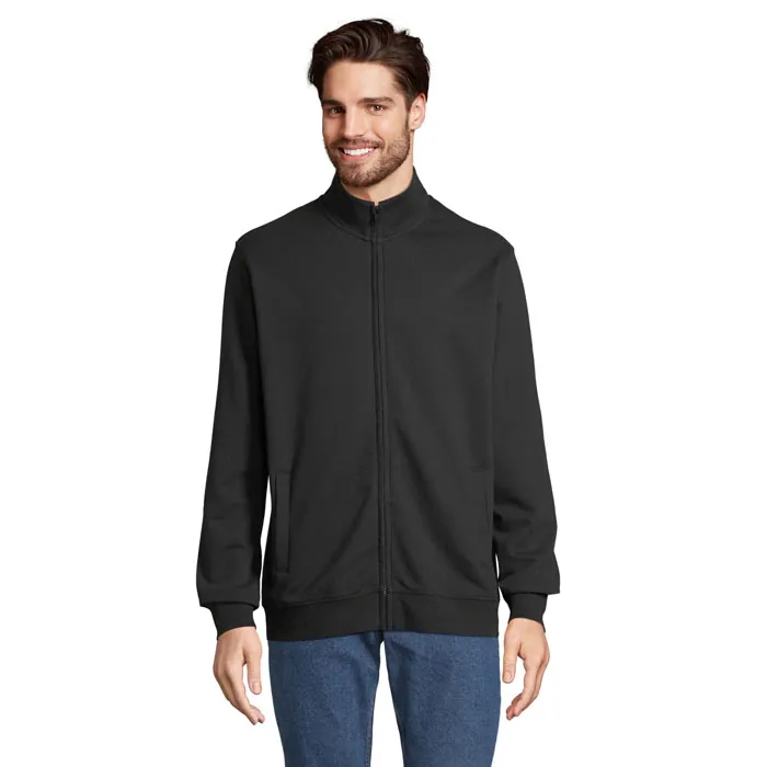 Hanorac cu fermoar unisex COOPER — culoarea Negru, față