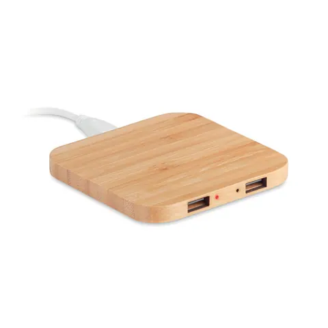 Încărcător wireless CUADRO — culoarea Lemn, față