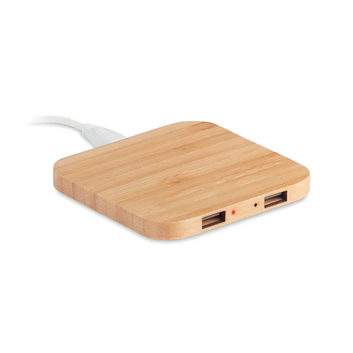 Încărcător wireless CUADRO — culoarea Lemn, față