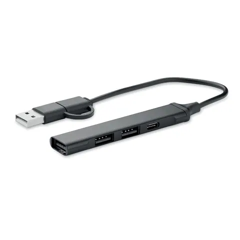 Hub USB CURRENT — culoarea Negru, față
