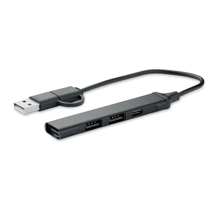 Hub USB CURRENT — culoarea Negru, față