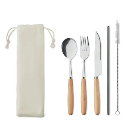 Set de tacâmuri CUSTA — culoarea Bej, față