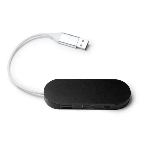 Hub USB Dorian — culoarea Negru, imagine produs