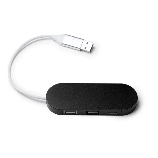 Hub USB Dorian — culoarea Negru, imagine produs