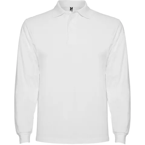 Tricou polo cu mânecă lungă bărbați Estrella — culoarea Alb, imagine produs