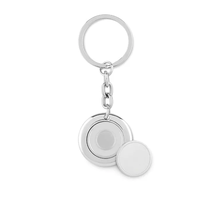 Breloc cu jeton FLAT RING — culoarea Argint strălucitor, față