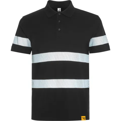 Tricou polo reflectorizant unisex Foran — culoarea Negru, imagine produs