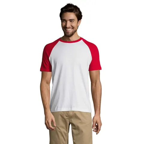 Tricou bărbați FUNKY — culoarea Alb / Roșu, față
