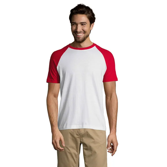 Tricou bărbați FUNKY — culoarea Alb / Roșu, față