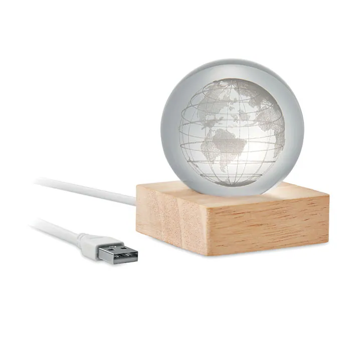 Glob de sticlă LED GLOBE LIGHT — culoarea Lemn, față