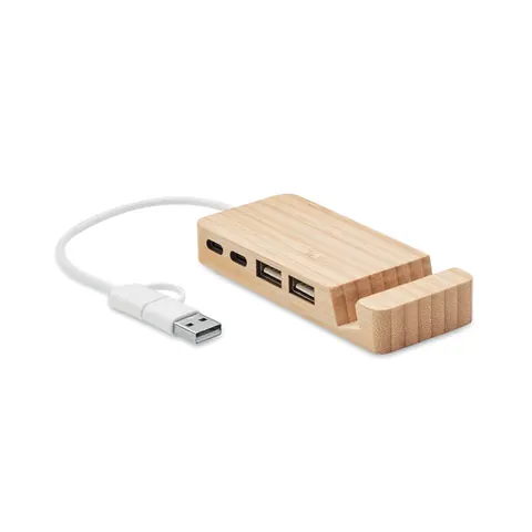Hub USB HUBSTAND — culoarea Lemn, față