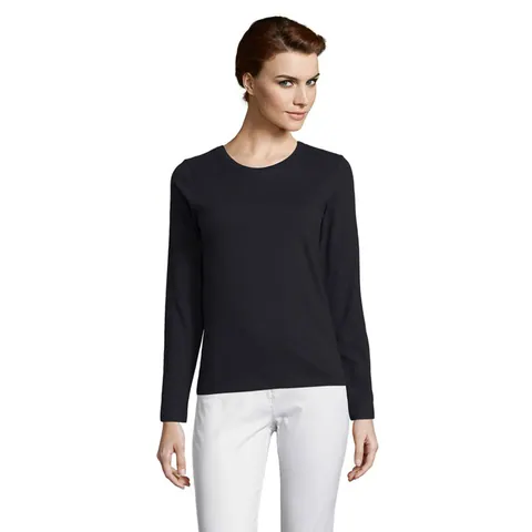 Tricou cu mânecă lungă damă IMPERIAL LSL — culoarea Negru intens, față