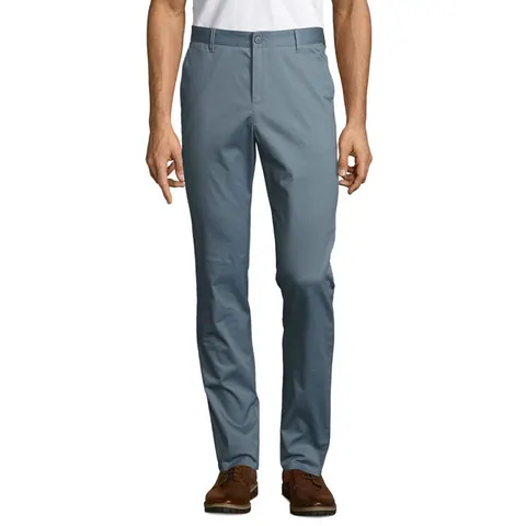 Pantaloni bărbați JARED — culoarea Albastru închis cremos, față