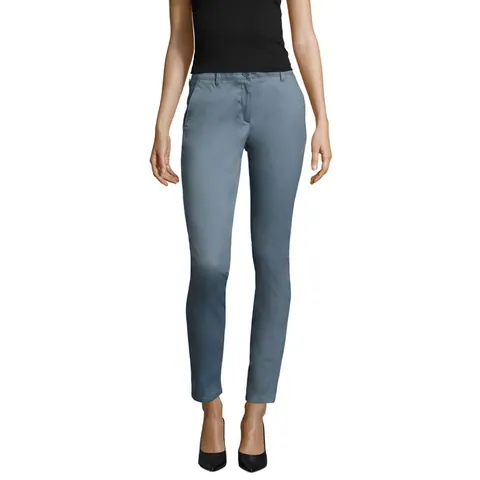 Pantaloni damă JARED — culoarea Albastru închis cremos, față