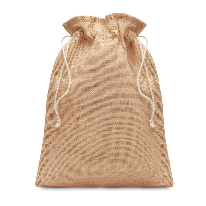 Pungă de cadou JUTE MEDIUM — culoarea Bej, față