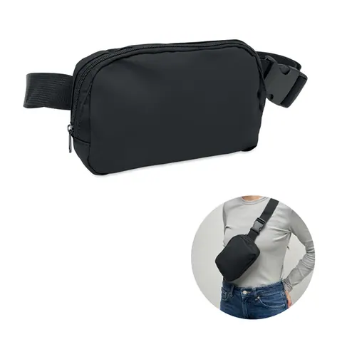 Borsetă KOROVIN WAIST — culoarea Negru, față